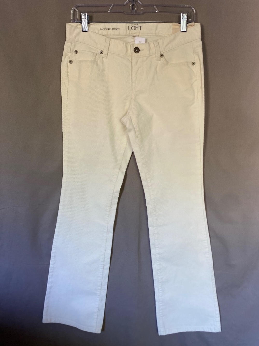 LOFT Modern Boot Low Rise Corduroy ivory color Women's Size 4P (NWT)